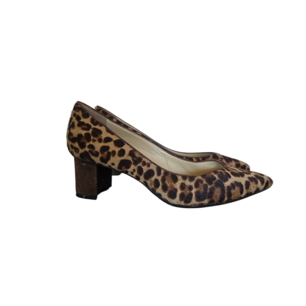 Sarah Flint Leopard‎ Animal Safari Celebrity Haircalf Leather Pump Shoes Sz 6.5
